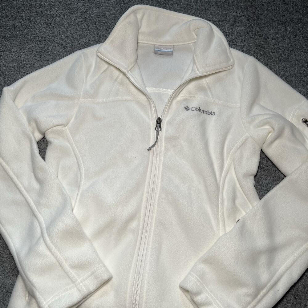 Columbia Jacket Womens XS Extra Small White Long Sleeve Fleece Full Zip